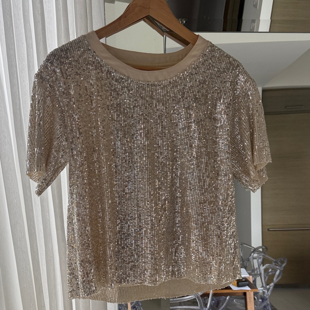 Lush Gold Sequin Blouse